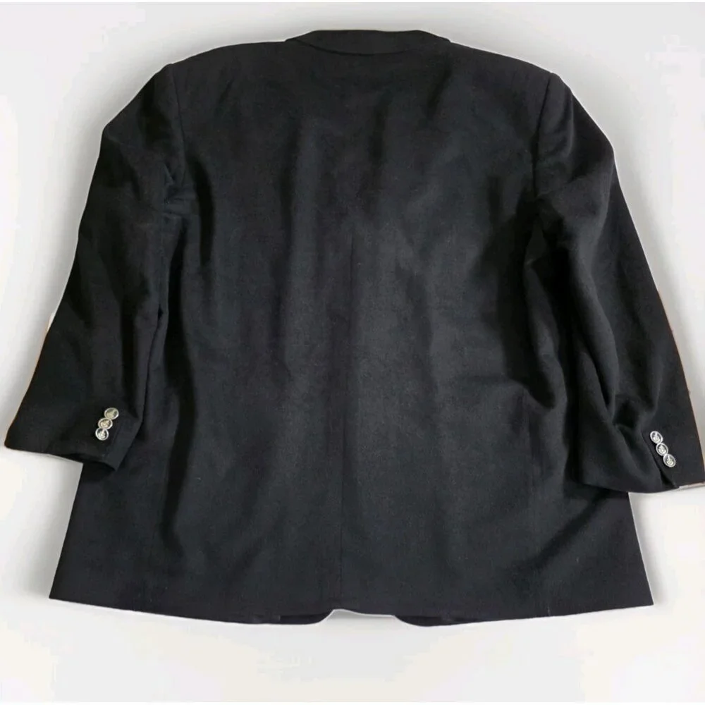 Saxon Cashmere Blazer Men US 50 Sport Coat Blck Lined Union Made 3B Ventless VTG